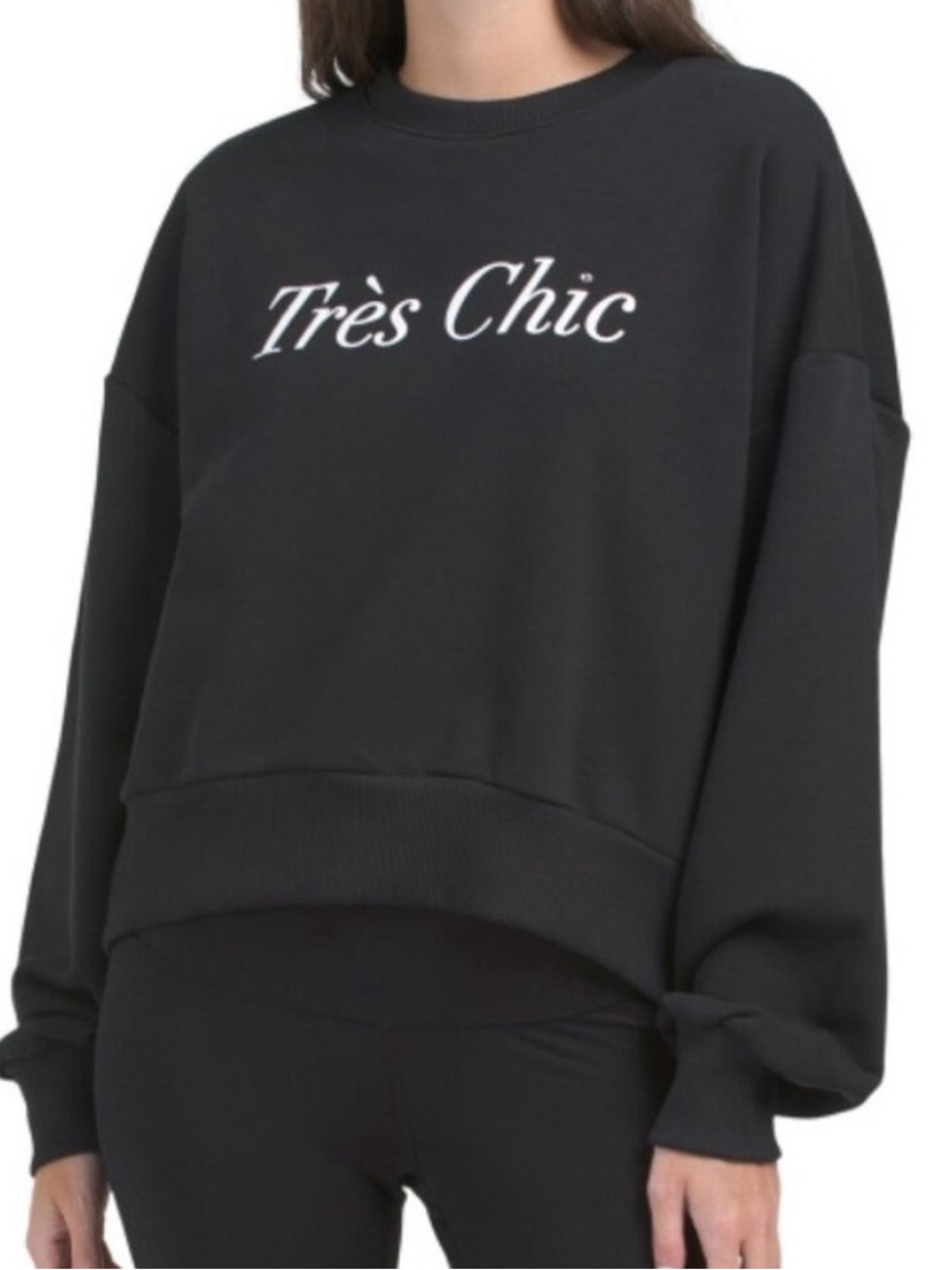 Cinq Sept Tres Chic Black Crewneck Sweater
